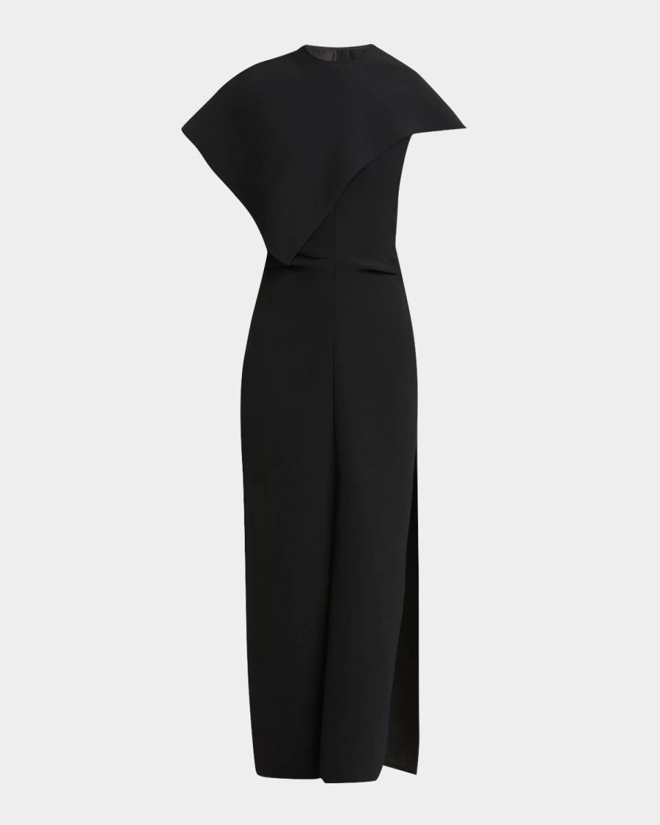 Selene Cape Bi-Stretch Suiting Maxi Dress